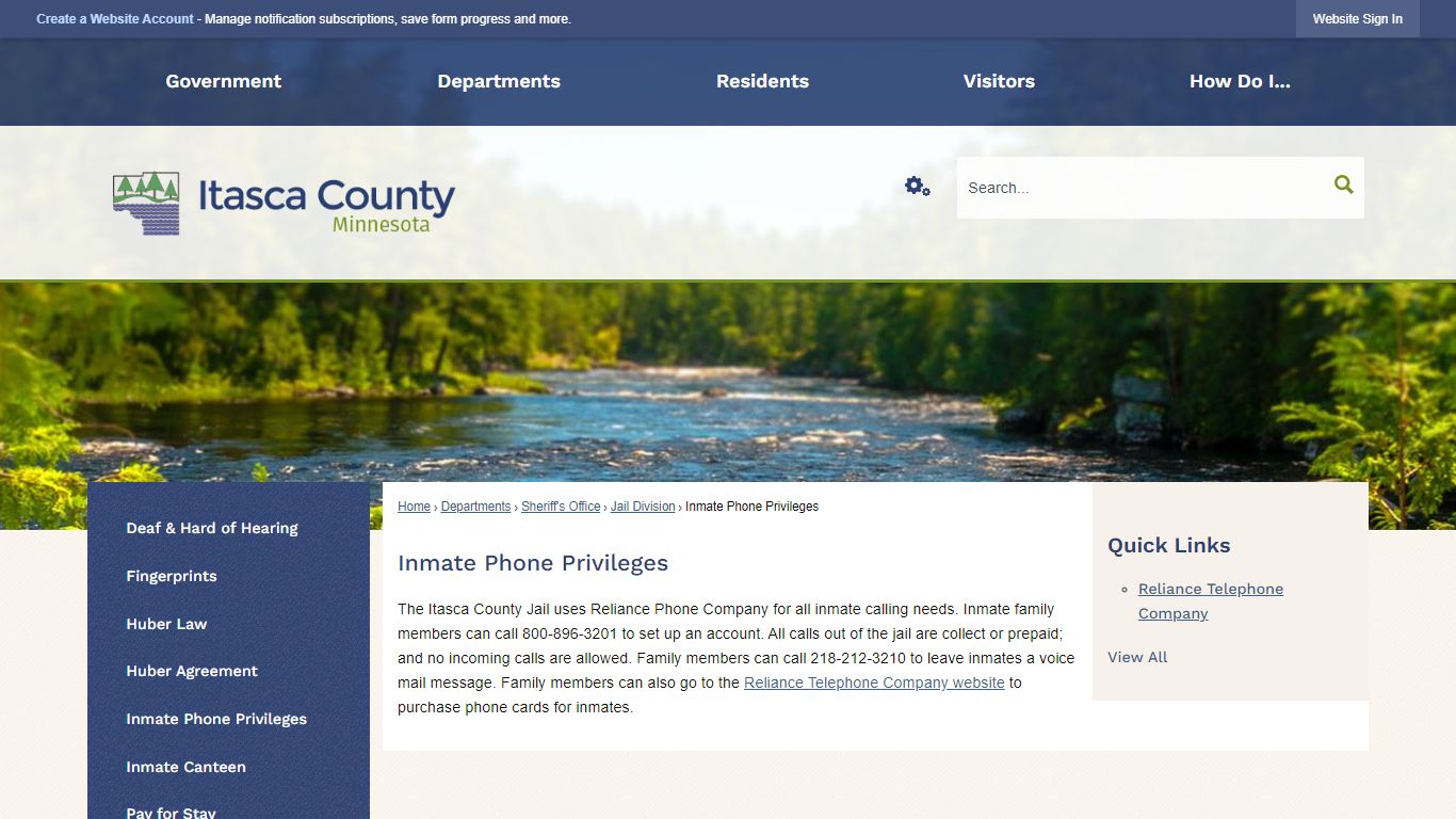 Inmate Phone Privileges | Itasca County, MN