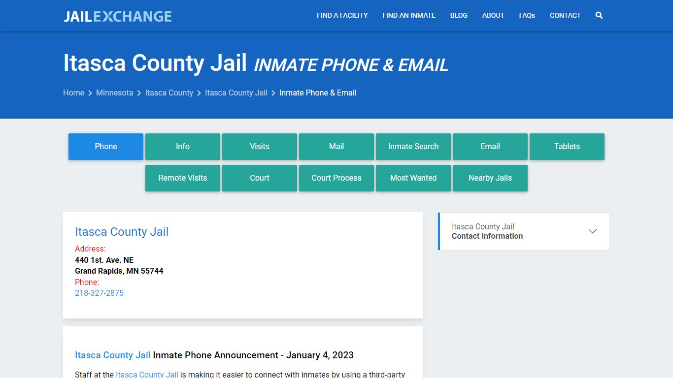 Inmate Phone - Itasca County Jail, MN - Jail Exchange