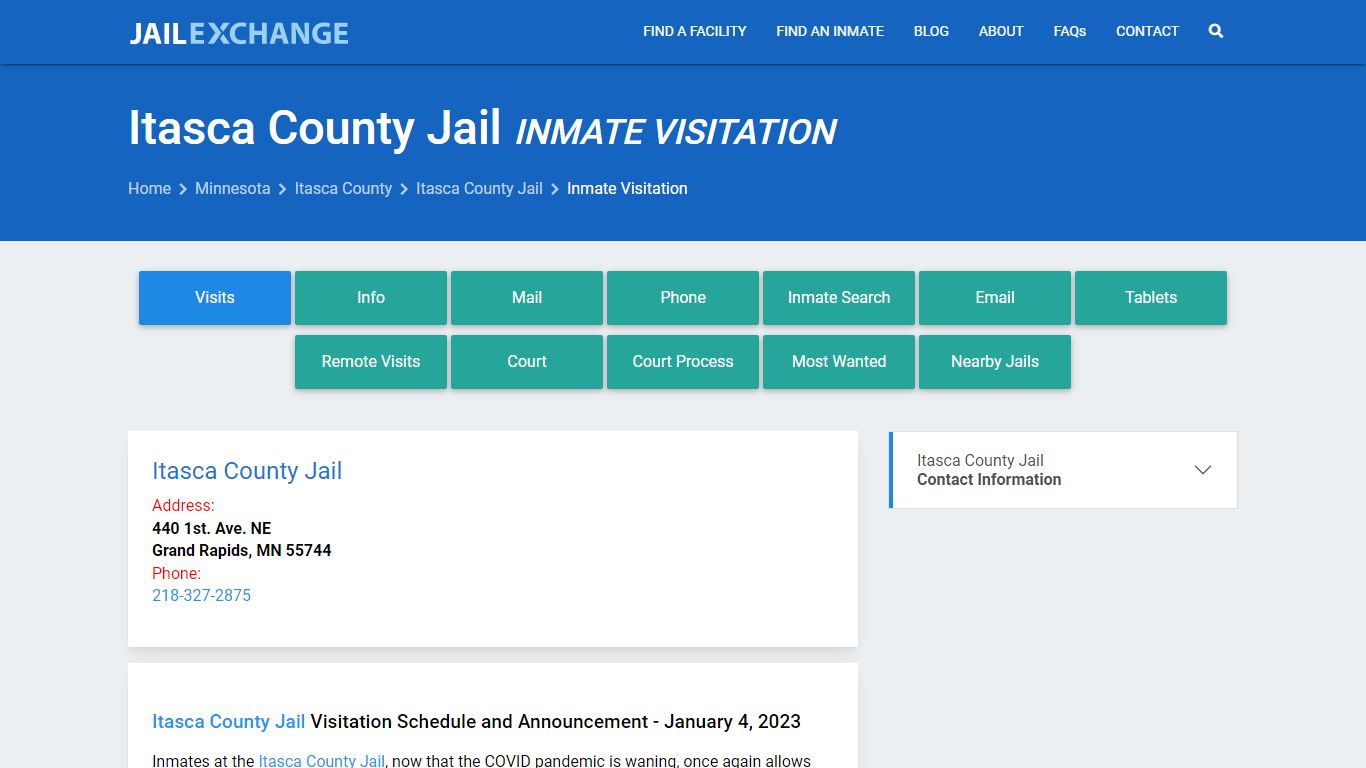 Inmate Visitation - Itasca County Jail, MN - Jail Exchange